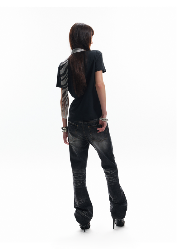 RHINESTONE V-NECK T-SHIRT