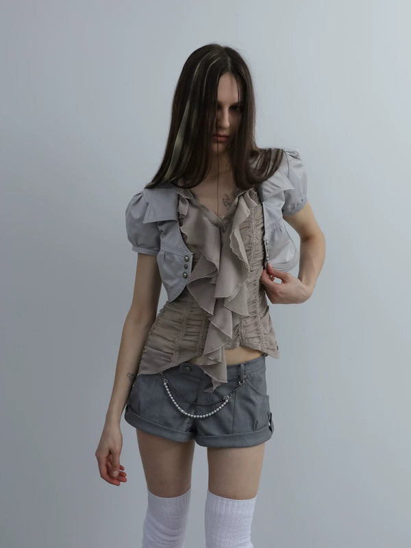 VICTORIAN RUFFLE CHIFFON BLOUSE