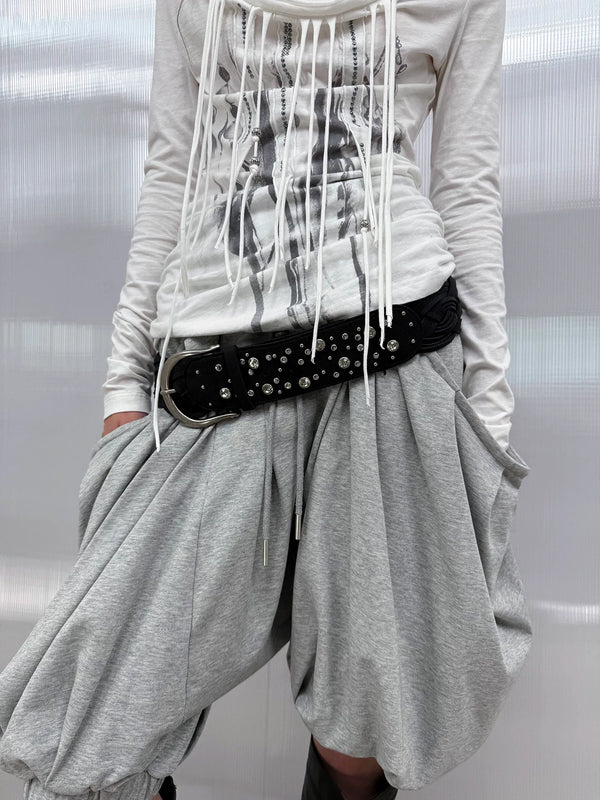 BRAIDED LEATHER WIDE BELT