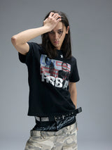 HOT-STAMPED SILVER SHOULDER T-SHIRT