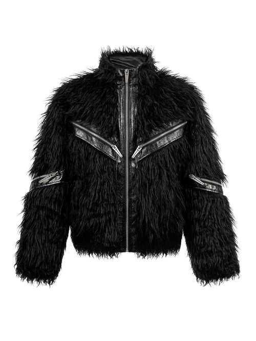 PATCHWORK LEATHER FUR JACKET