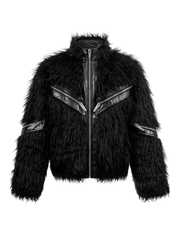 PATCHWORK LEATHER FUR JACKET