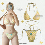 CHECKERED TIE-STRAP BIKINI SET