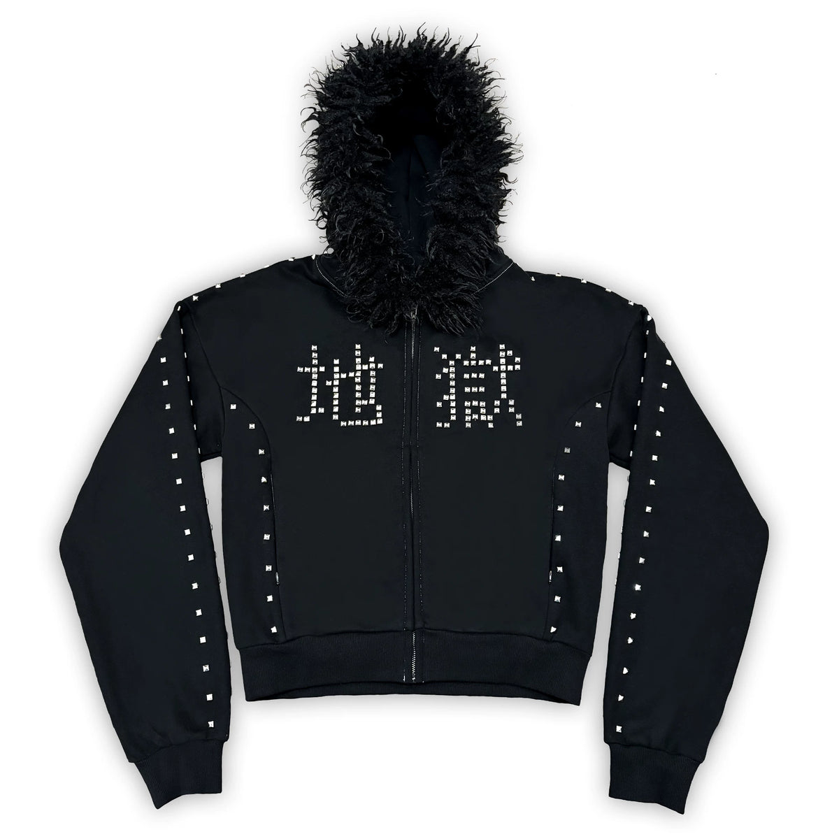 STUDDED ZIP SWEATER JACKET