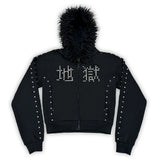 STUDDED ZIP SWEATER JACKET