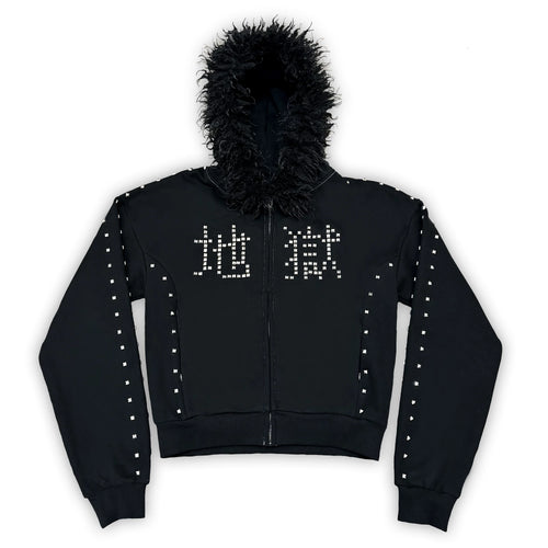 STUDDED ZIP SWEATER JACKET