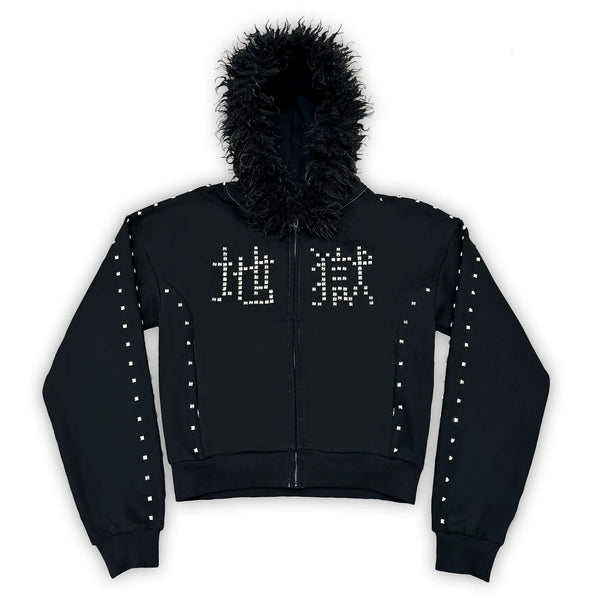 STUDDED ZIP SWEATER JACKET