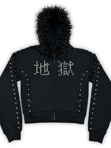 STUDDED ZIP SWEATER JACKET