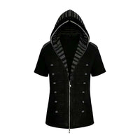 BUTTONED HOODED STRIPED T-SHIRT