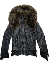 FUR COLLAR RIVET CROP JACKET