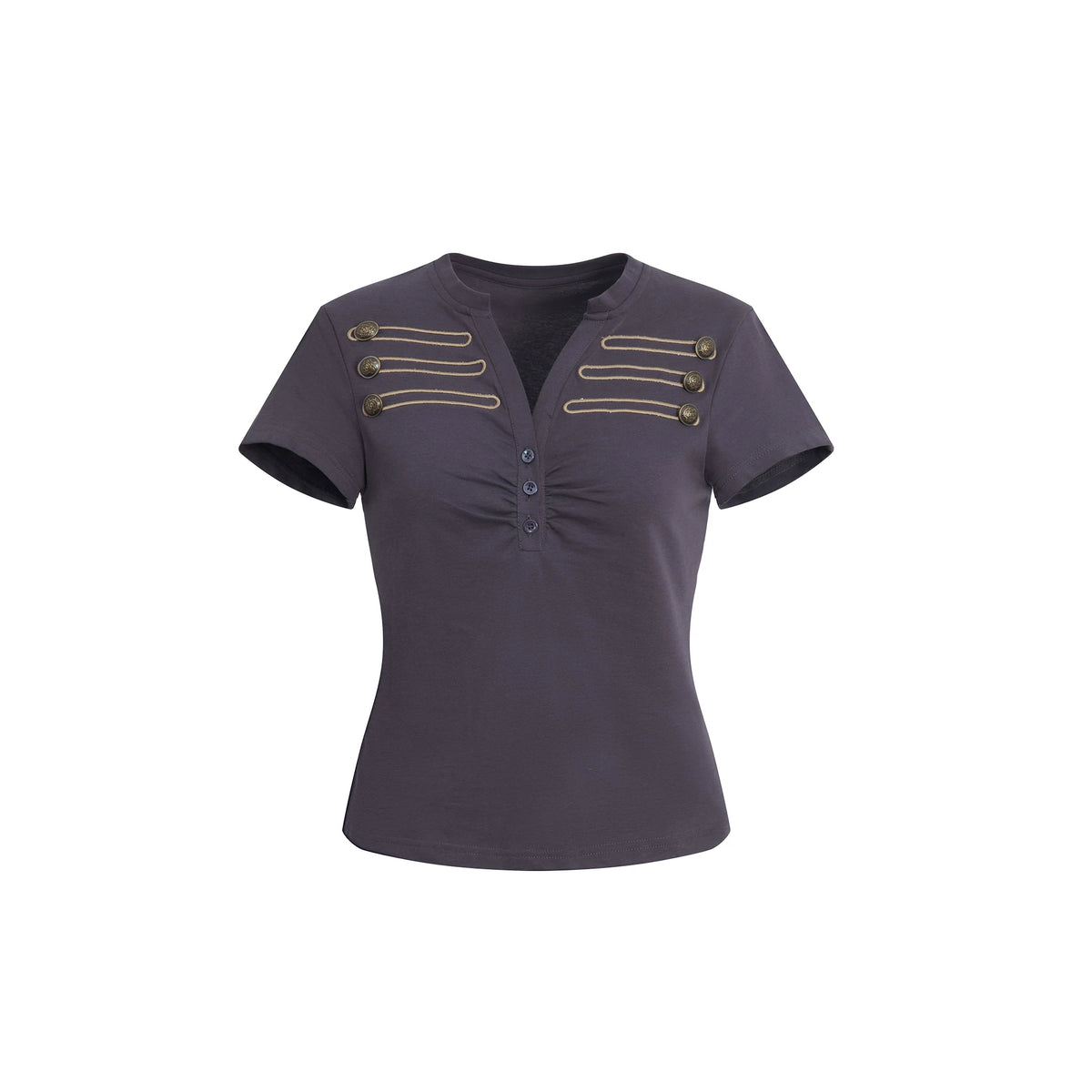 RETRO METAL BUTTON HENLEY TEE