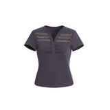 RETRO METAL BUTTON HENLEY TEE