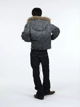 HOODED BOMBER JACKET WITH BADGE