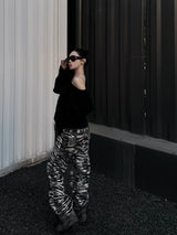 ZEBRA PRINT BAGGY JEANS
