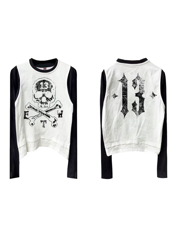 DOUBLE NECKLINE COLOR CLASH TEE