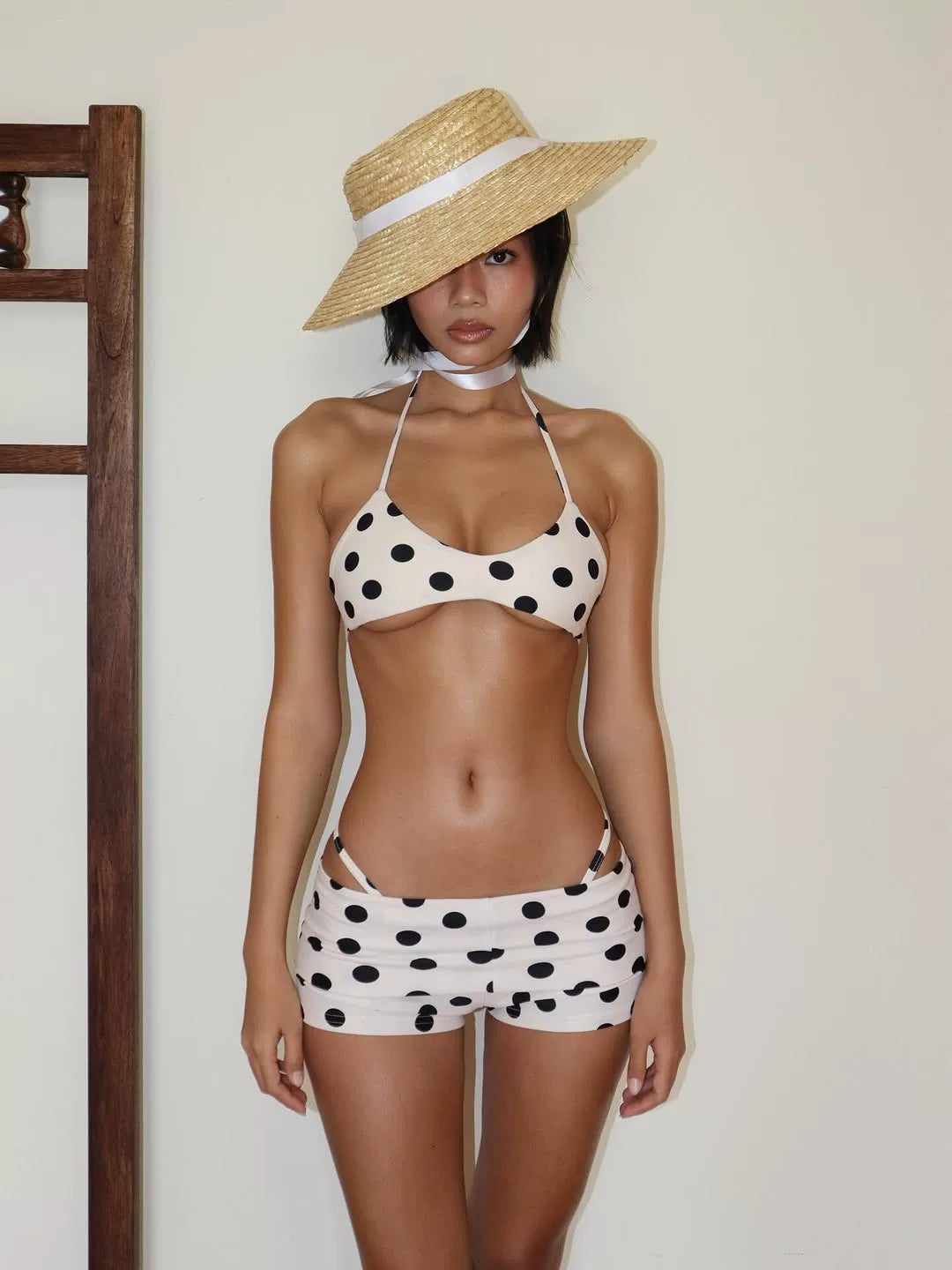 POLKA-DOT HALTER BIKINI SET