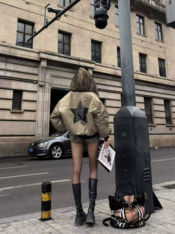 PENTAGRAM HOODED BOMBER JACKET