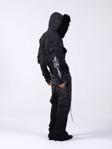 WASHED HOODED SWEATSHIRT JACKET