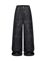 CRACKLE WAXED BAGGY PANTS