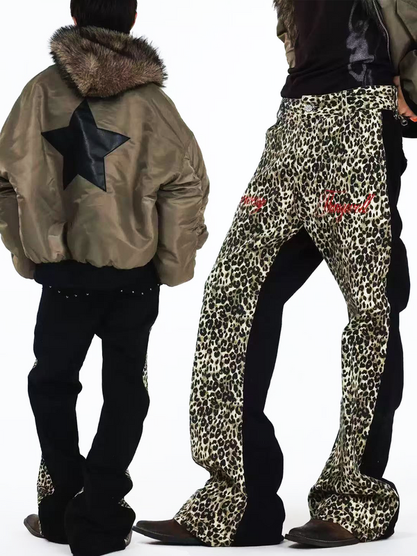 VINTAGE LEOPARD PRINT SLIM JEANS