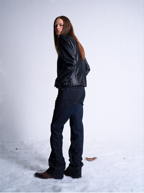 NAVY GRADIENT DISTRESSED SKINNY JEANS