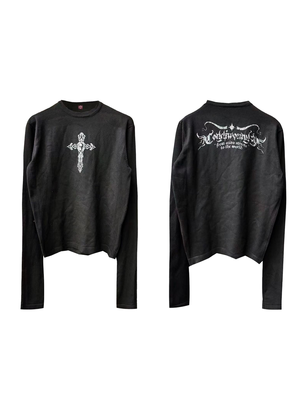 SKULL CROSS GRAPHIC KNIT SWEATER