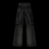 DENIM LEATHER PATCHWORK SHORTS