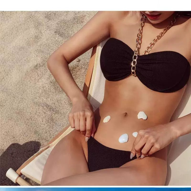 CHAIN-STRAP BANDEAU BIKINI SET