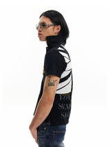 BEIGE FLAG EMBROIDERED POLO T-SHIRT