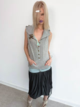 METAL BUTTON HIGH NECK TANK TOP