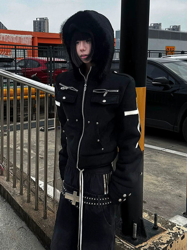HOODED SUEDE JACKET WINTER