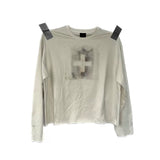 BEIGE PRINTED PLEAT T-SHIRT