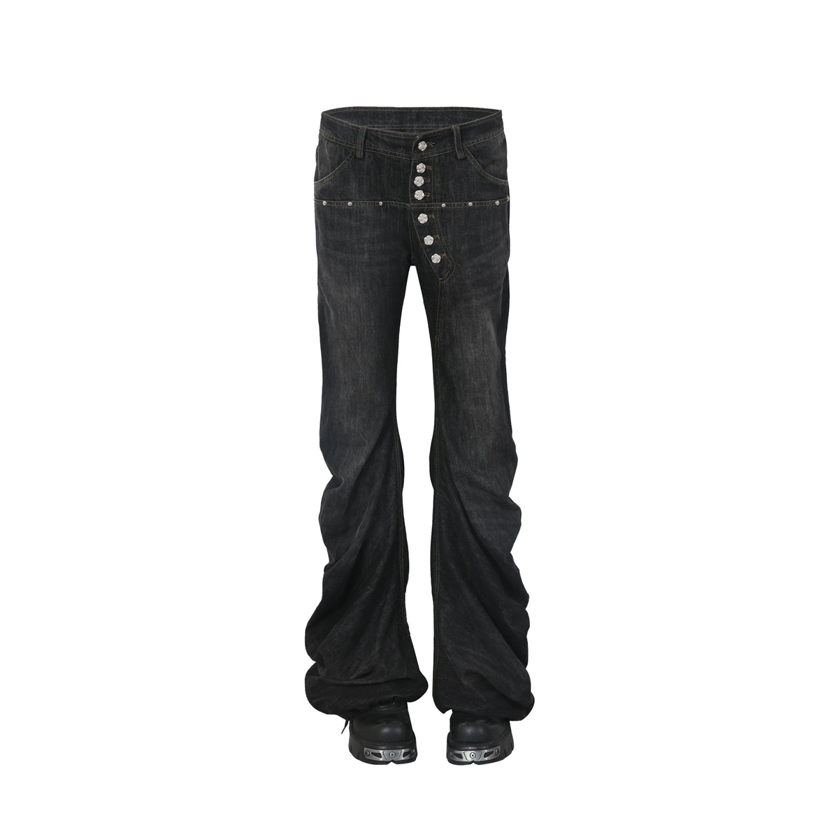 FLARED DENIM TROUSERS