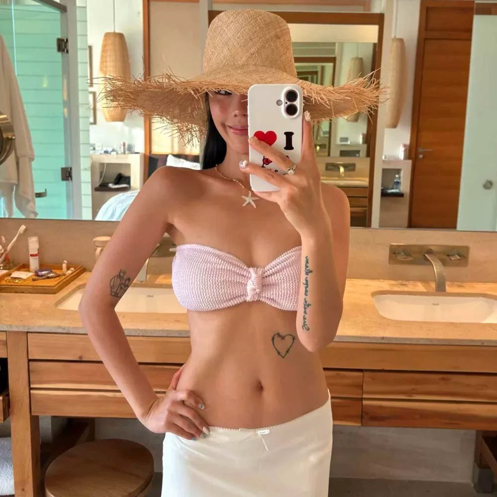 CHIC PINK BANDEAU BIKINI SET