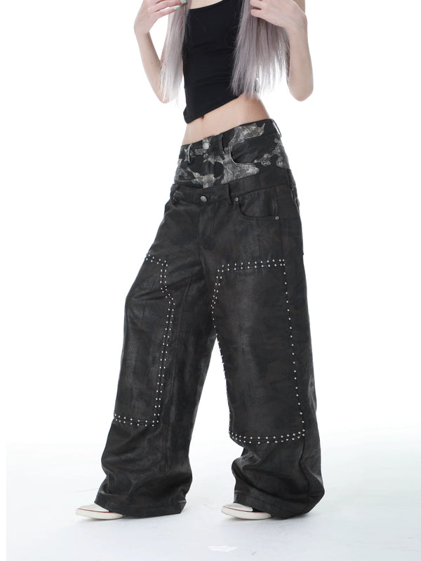 CAMOUFLAGE HEAVY-DUTY DENIM PANTS