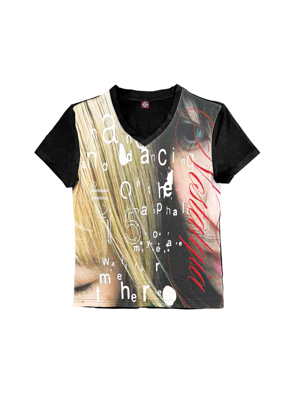V-NECK ASIAN PRINT T-SHIRT