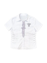 LACE-TRIMMED PATCHWORK BLOUSE