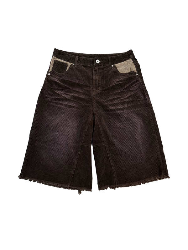 LEOPARD PRINT CORDUROY SHORTS