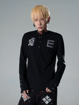 DARK-SKULL HENLEY LONG SLEEVE TEE