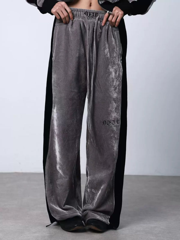 SILVER VELVET RETRO SWEATPANTS