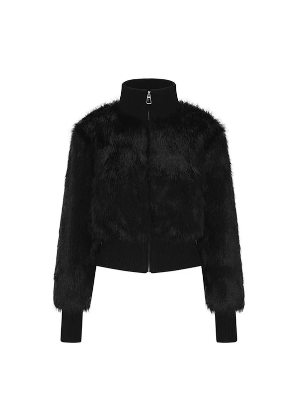 FAUX FUR ZIP COAT