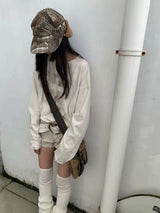 BEIGE PRINTED PLEAT T-SHIRT
