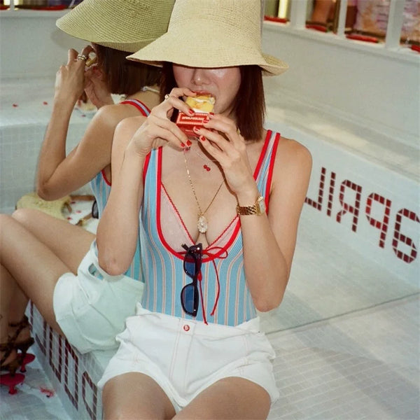 VINTAGE STRIPED RESORT SWIMSUIT