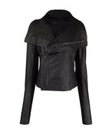 DECONSTRUCTED HIGH COLLAR BIKER JACKET