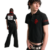 RED DRAGON EMBROIDERED POLO T-SHIRT