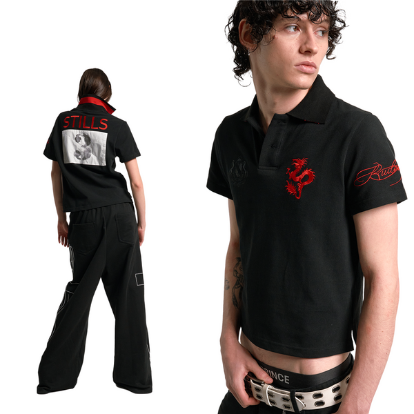 RED DRAGON EMBROIDERED POLO T-SHIRT