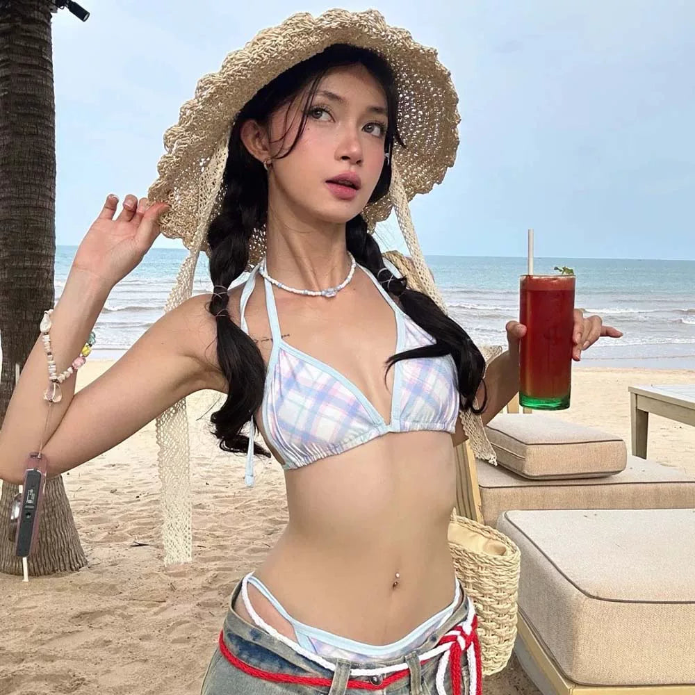 CHECKERED BIKINI SET FOR VACATIONS