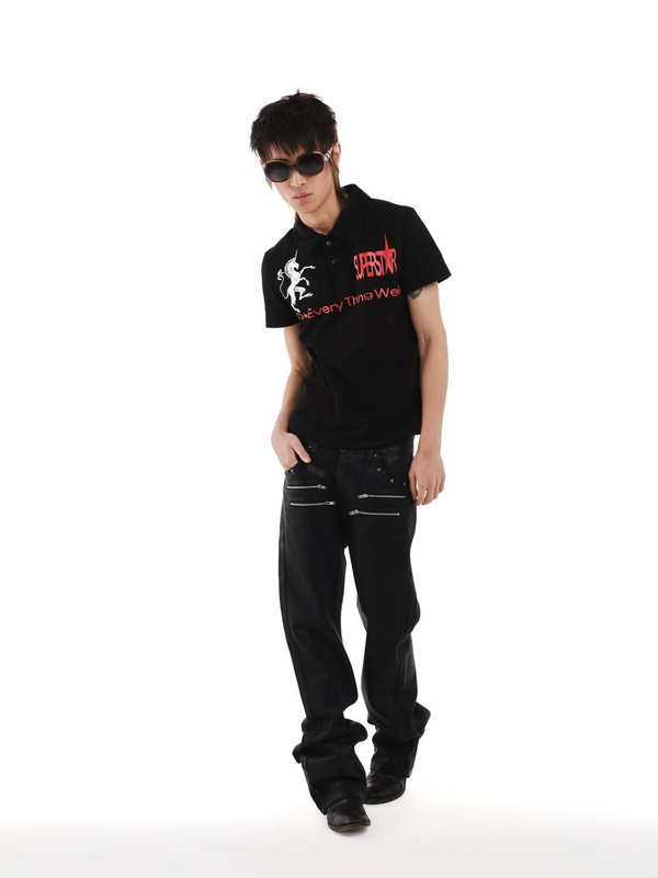 EMBROIDERED BEADED POLO SHIRT