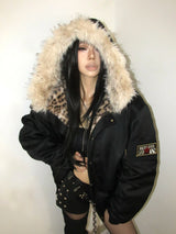 LEOPARD PRINT HOODED JACKET