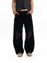 EMBELLISHED CHECKERED STREET JEANS